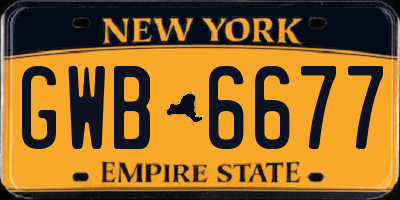 NY license plate GWB6677