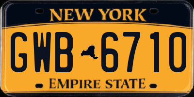 NY license plate GWB6710