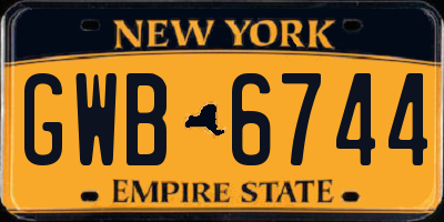 NY license plate GWB6744