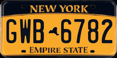 NY license plate GWB6782