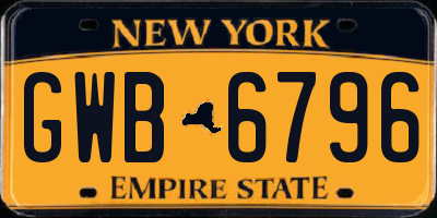 NY license plate GWB6796
