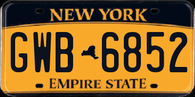 NY license plate GWB6852