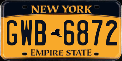 NY license plate GWB6872