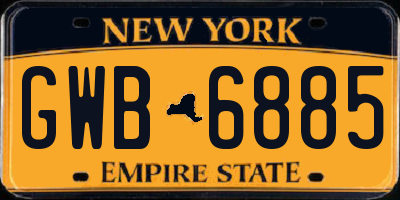 NY license plate GWB6885