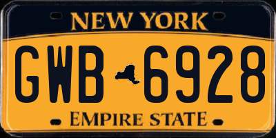 NY license plate GWB6928