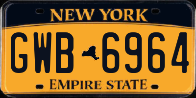 NY license plate GWB6964