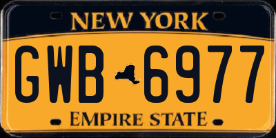 NY license plate GWB6977