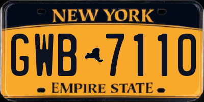 NY license plate GWB7110