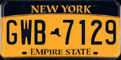 NY license plate GWB7129