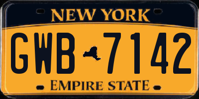 NY license plate GWB7142