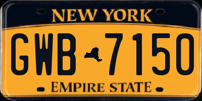 NY license plate GWB7150