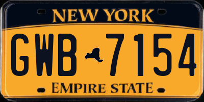 NY license plate GWB7154
