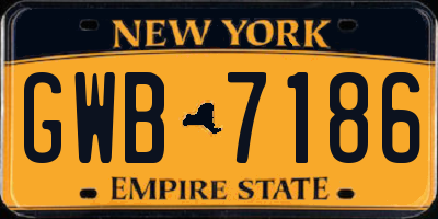 NY license plate GWB7186