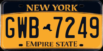 NY license plate GWB7249