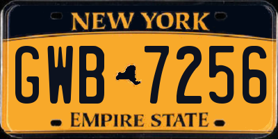NY license plate GWB7256