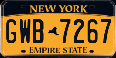 NY license plate GWB7267