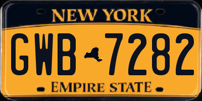 NY license plate GWB7282