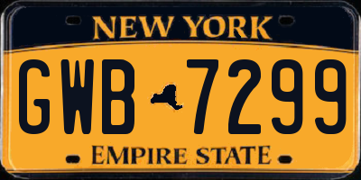 NY license plate GWB7299