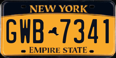 NY license plate GWB7341