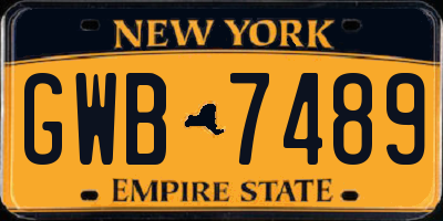 NY license plate GWB7489