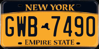 NY license plate GWB7490