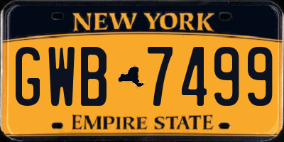 NY license plate GWB7499