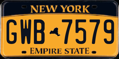 NY license plate GWB7579