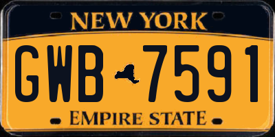 NY license plate GWB7591
