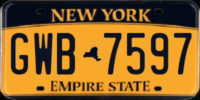 NY license plate GWB7597