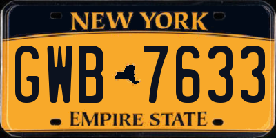 NY license plate GWB7633