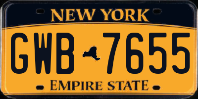 NY license plate GWB7655