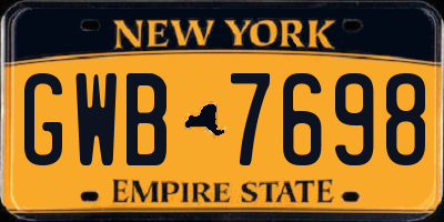 NY license plate GWB7698