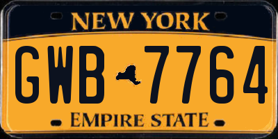 NY license plate GWB7764
