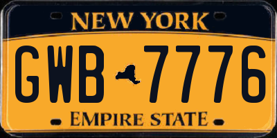 NY license plate GWB7776
