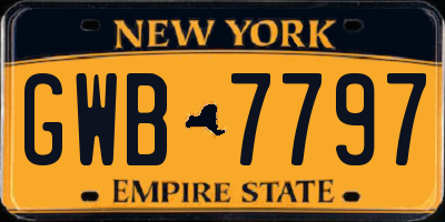 NY license plate GWB7797