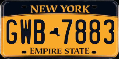 NY license plate GWB7883