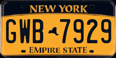 NY license plate GWB7929