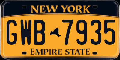 NY license plate GWB7935