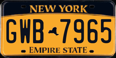 NY license plate GWB7965
