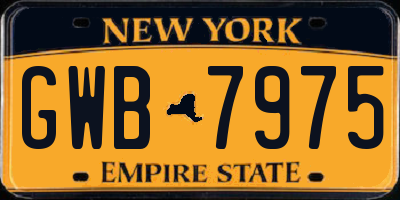 NY license plate GWB7975