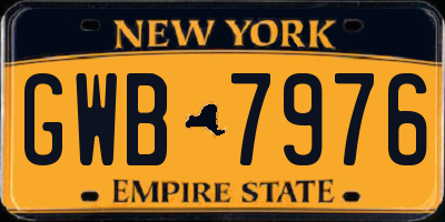 NY license plate GWB7976