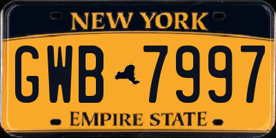 NY license plate GWB7997