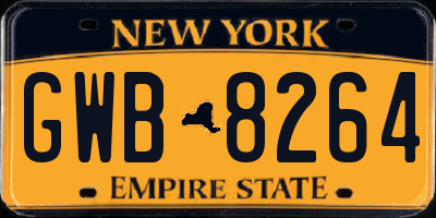 NY license plate GWB8264