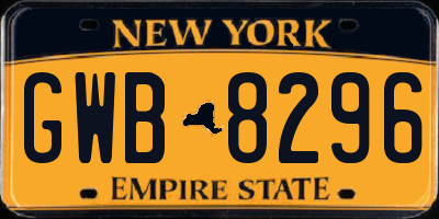 NY license plate GWB8296