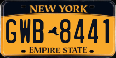 NY license plate GWB8441