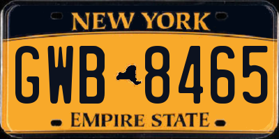 NY license plate GWB8465