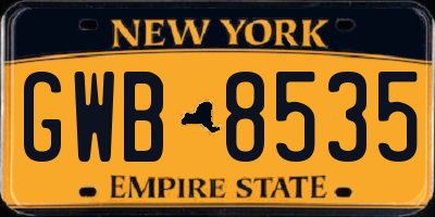 NY license plate GWB8535