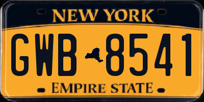 NY license plate GWB8541