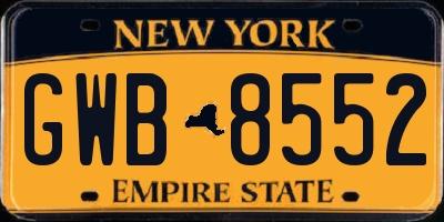 NY license plate GWB8552