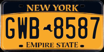 NY license plate GWB8587
